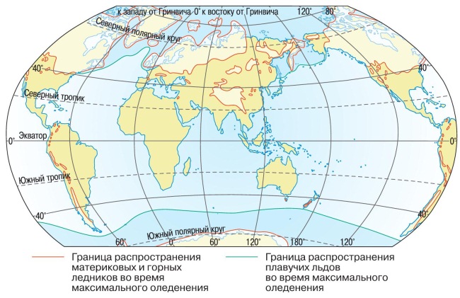 Карта ледникового периода на земле