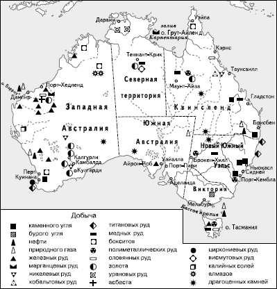 Карта полезных ископаемых австралии