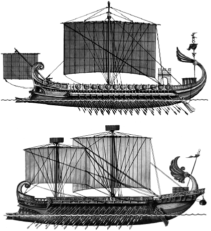 Древнеримский корабль построенный по образцу древнегреческой триеры